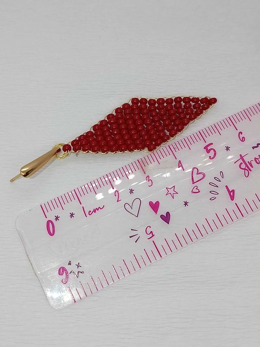 Set cercei si bratari handmade  Rosu si Auriu, Lucrati Manual