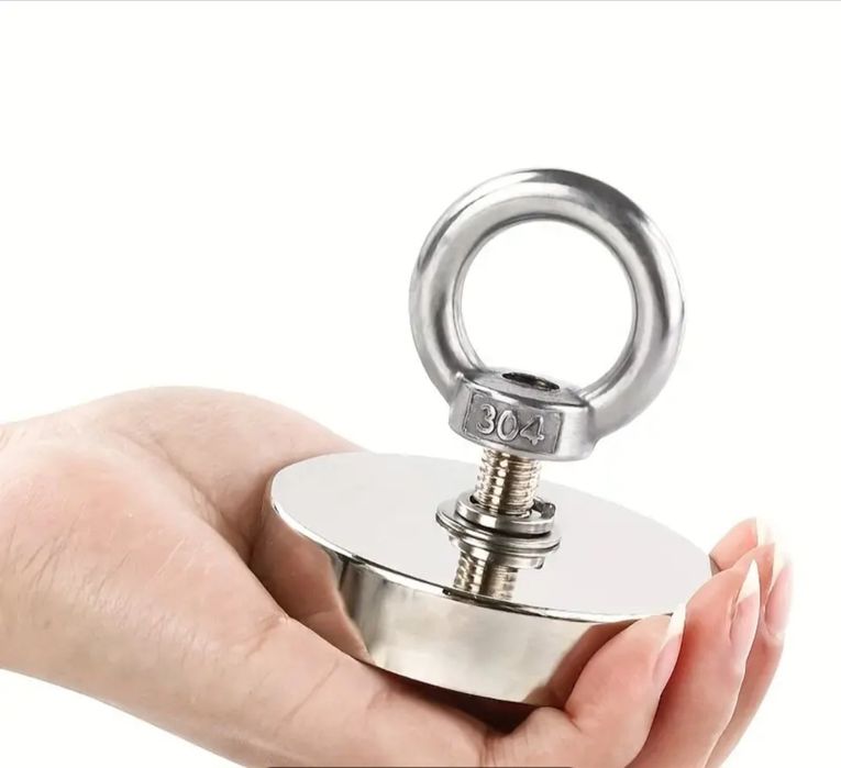 Set magnet fishing neodim D60mm cu forta de taragere 100kg +10m frangh