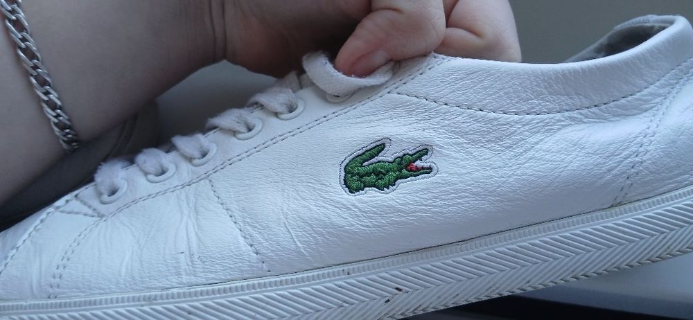 Teniși lacoste din piele alba