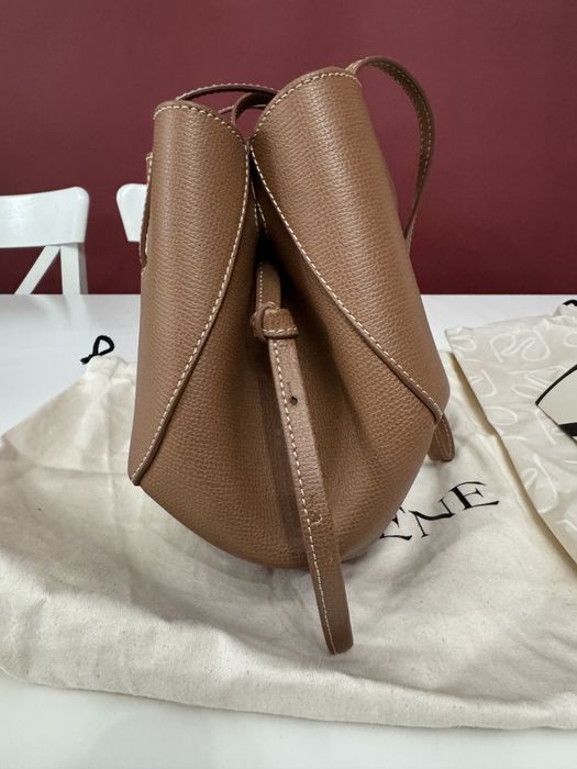 Geanta Polene Cyme mini piele naturala camel bej maro