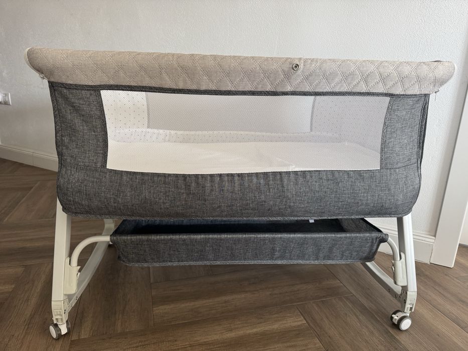 Pătuț Bebe 4 în 1 Pliabil 90x57 cm -  Leagăn, Roți Blocabile, 0-24 Luni