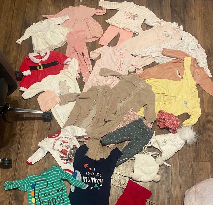 Голям лот детски дрехи 3-6 месеца 62-68 см бодита, комплекти и др.