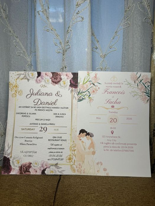 Invitații de nuntă/botez