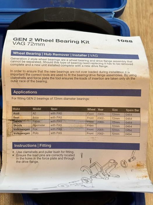 Trusa presa rulmenti Gen2 de 72mm, roata VW, Audi, Skoda, Seat, noua