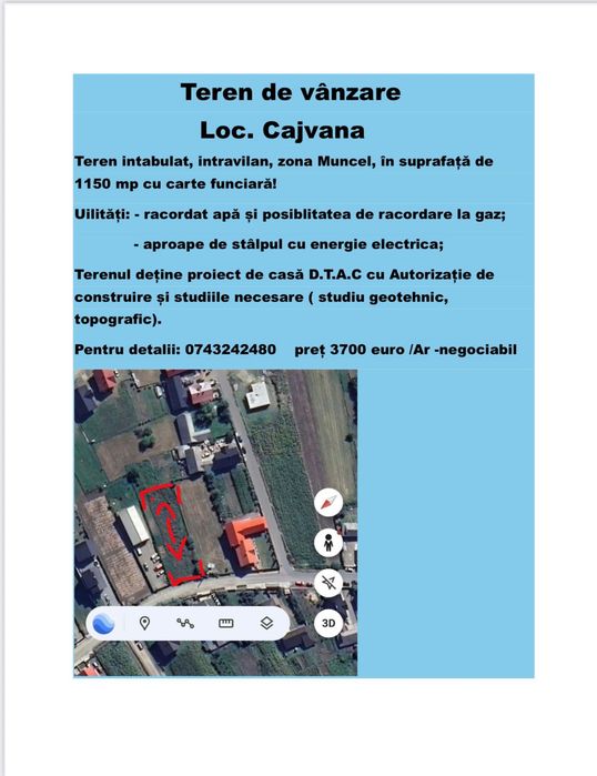 Teren vânzare Cajvana