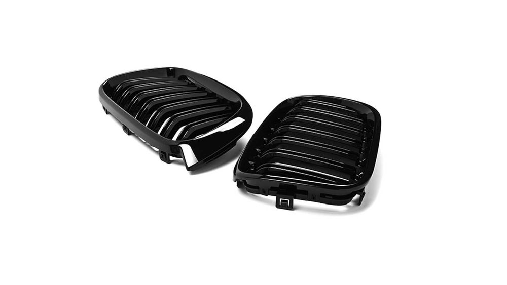 Set 2 grile duble, negru lucios, M Design pentru BMW X3 F25 Facelift