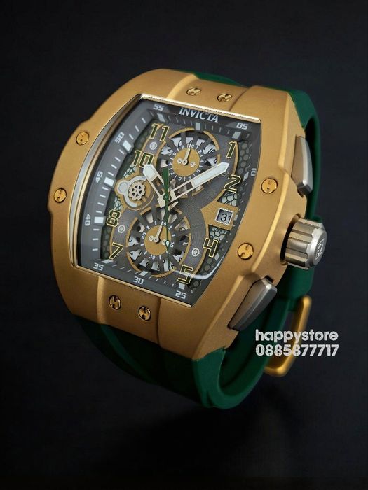 INVICTA Racing Strada Gold/Green 47 mm, Инвикта нов ръчен часовник