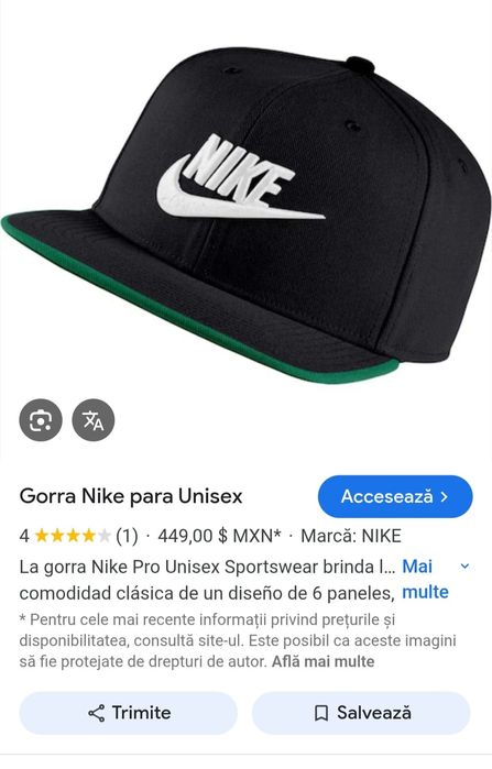 Sapca Nike True Black & Light Blue SnapBack Cap, One Size unisex