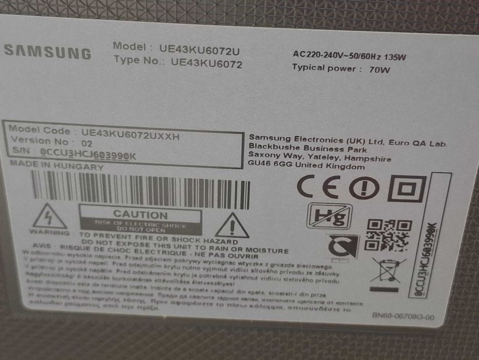 Televizor smart Samsung 4K 108 cm