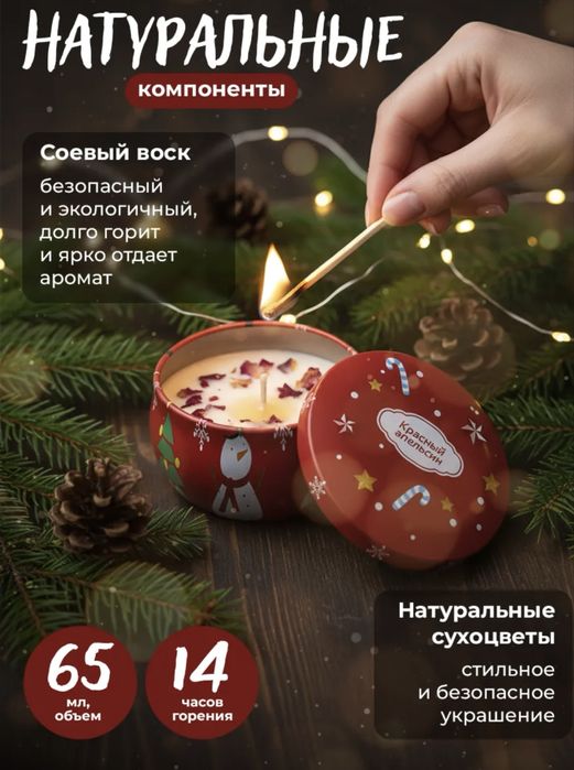 Подарочный набор ароматических свечей на Новый год 2026