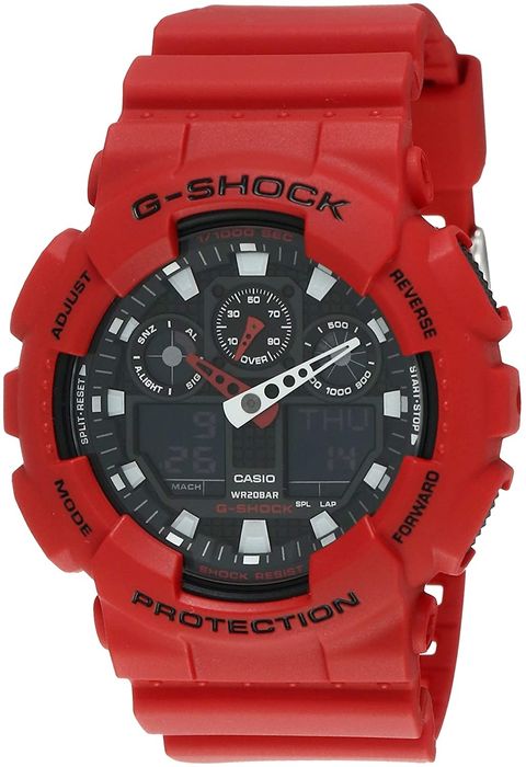 Мъжки часовник Casio G-SHOCK GA-100, черен, червен, внос от Германия