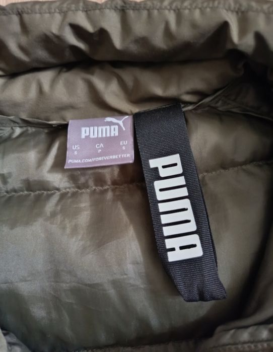 Geacă PUMA originală, verde khaki, ușoară și călduroasă
