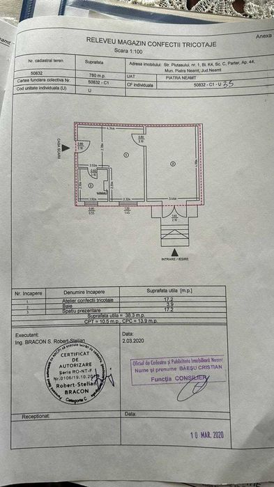 Spatiu comercial / Garsoniera, parter, intrare din exterior lângă Piata Bistrita