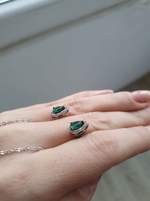 Set argint cercei + colier