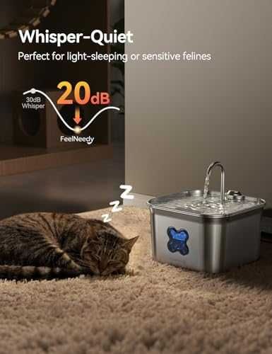 Нов Котешки фонтан 2.8L от неръждаема стомана с тиха помпа за вода котка
