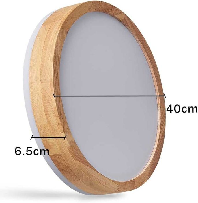 Plafoniera LED lemn stejar, dimabila, telecomanda, 32W, reglabila -NOU