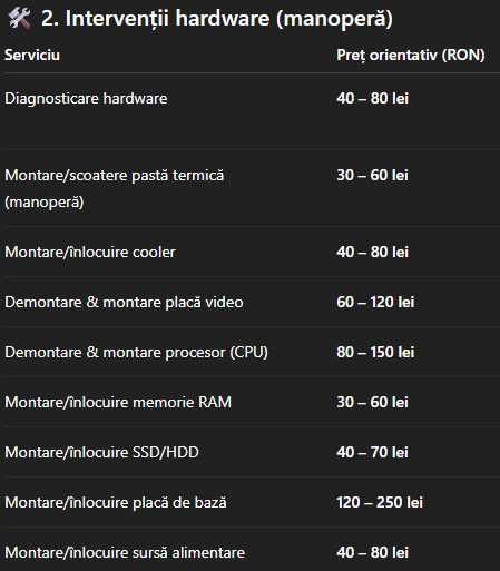 Servicii mentenanta calculatoare