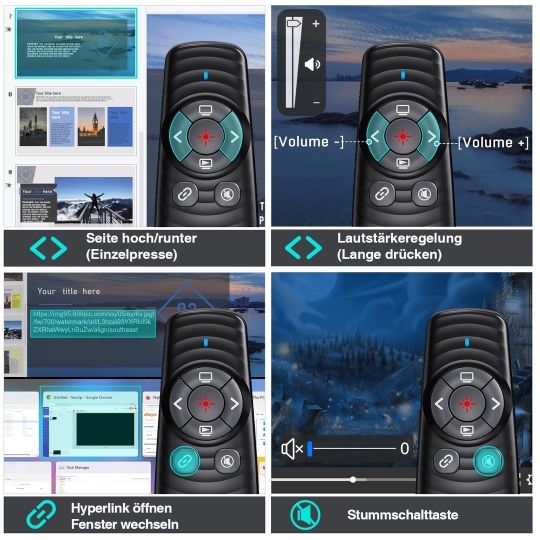 Pointer USB C reîncărcabil, wireless 2.4 GHz