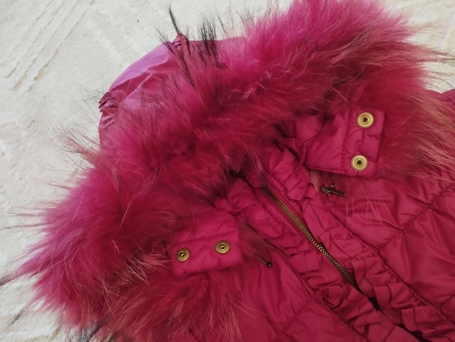 Детско яке 116рр с естествена пух на качулката