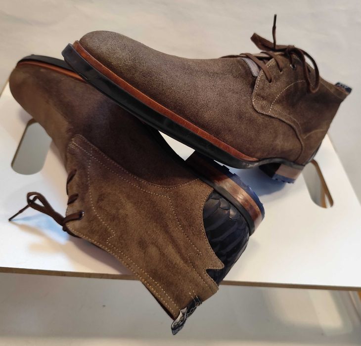 Ghete lace up 42.5 43 plain toe Foris Van Bommel piele naturala maro