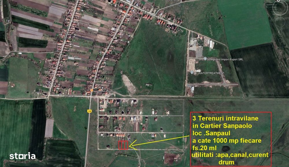 Terenuri intravilane 1000 mp Sanpaul fs.20 ml cu utilitati 39500 euro