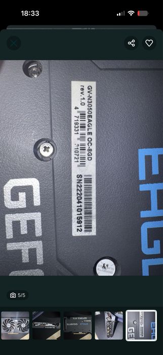 Placa video gigabyteRTX 3050 8gb OC
