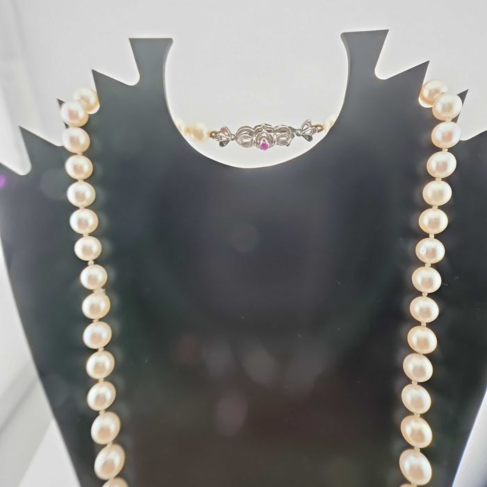 Colier perle naturale aur 18k si rubin natural