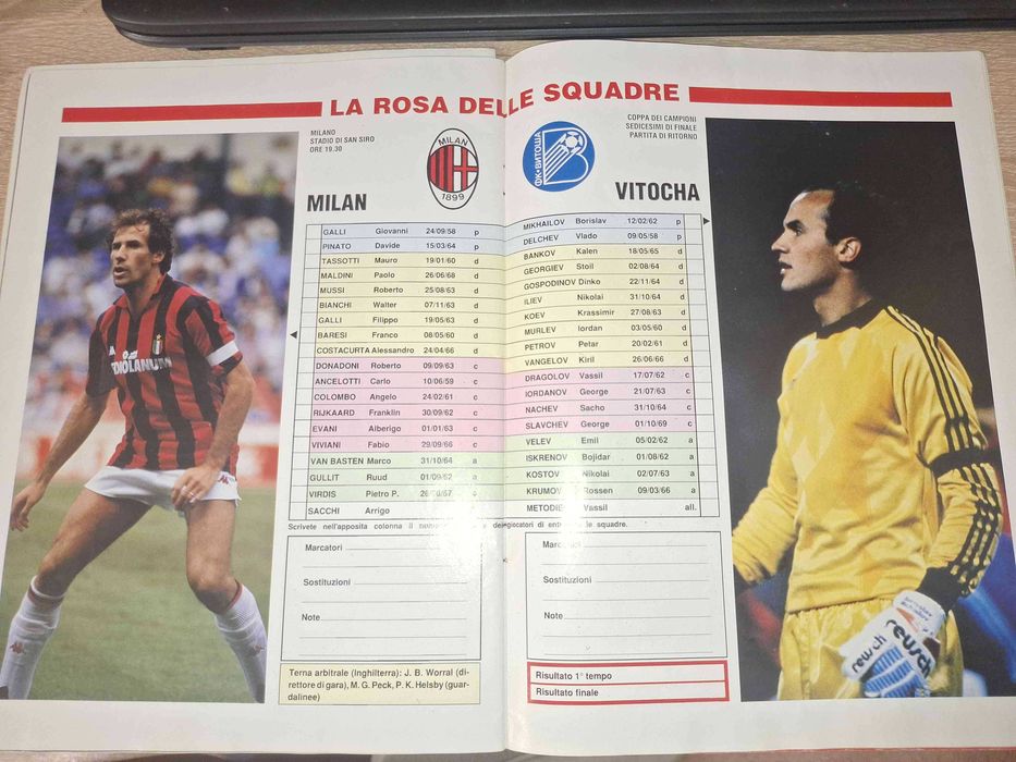 ОРИГИНАЛ! Уникално колекционерско футболно списание от 1988 г.  AC MILAN – ВИТОША / ЛЕВСКИ