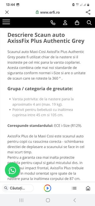 Scaun auto Maxi cosi axiss fix