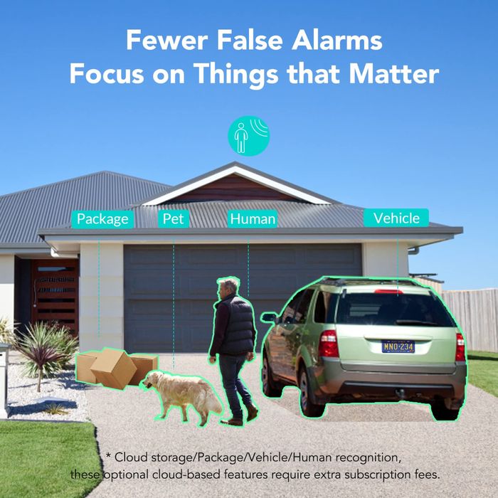 NETVUE Безжична външна WiFi CCTV охранителна батерийна камера/PIR