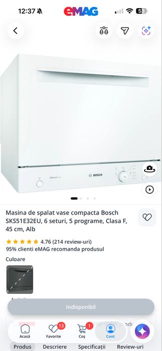 Masina de splalat vase compacta Bosch