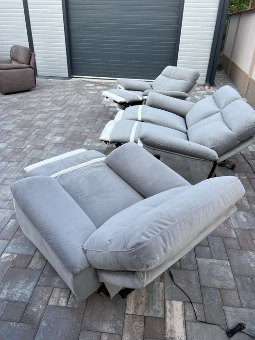Set Canapea ~ Canapele 2 - 1 - 1 Catifea cu Recliner electric NOU