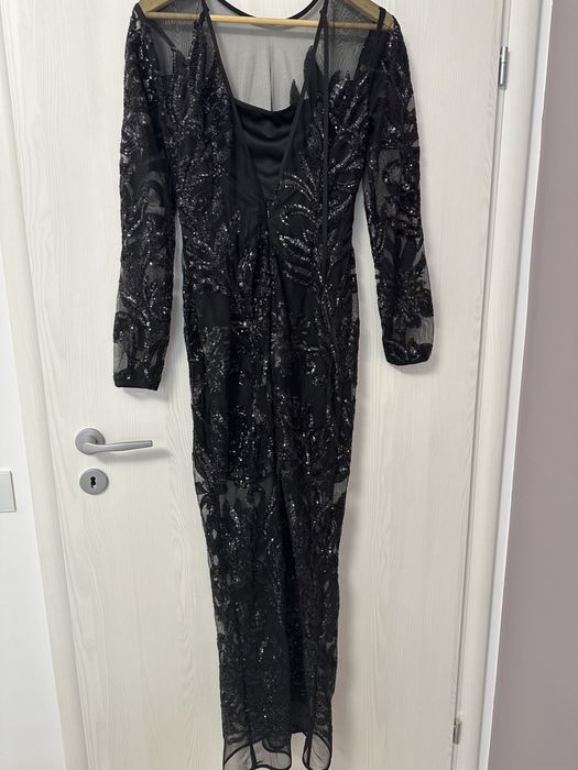 Rochie neagra cu paiete, River Island, marimea 8