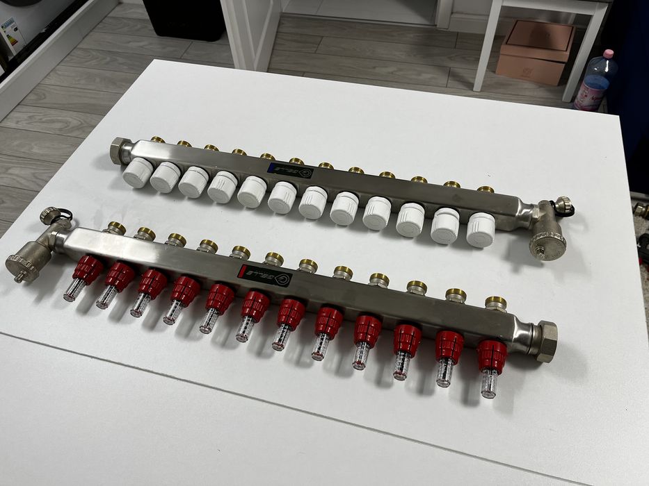 Distribuitor colector inox ! Pardoseala , debitmetre