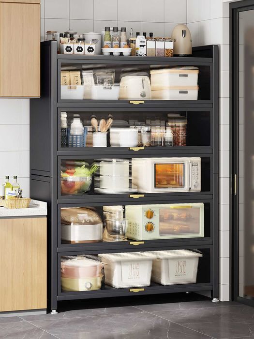 Кухонный шкаф для посуды/ из нержавеющей стали/ с выдвижными дверями