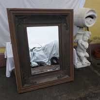 Oglinda cu sticla cristal in rama de lemn vintage