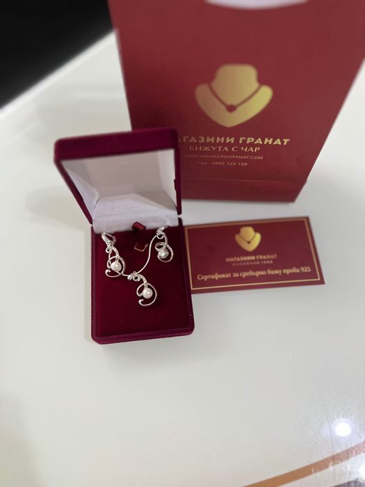 Сребърно колие и обици