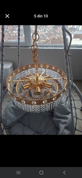 Candelabru placat cu aur cristal