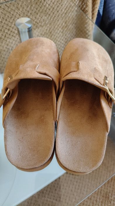 Papuci Casual De Dama, Din piele intoarsa ecologica 36