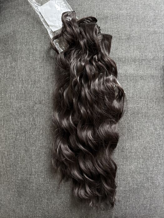 Изкуствена къдрава коса кестенява