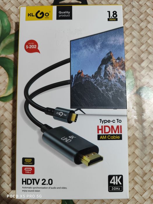 Кабел от източник с USB-C към приемник с HDMI USB-C-HDMI UltraHD