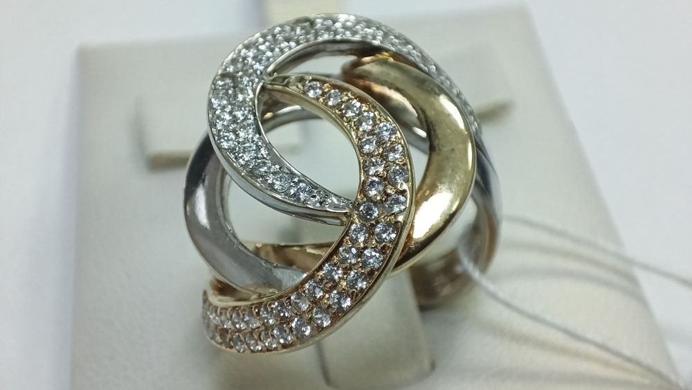 Кольцо золотое комбинированное