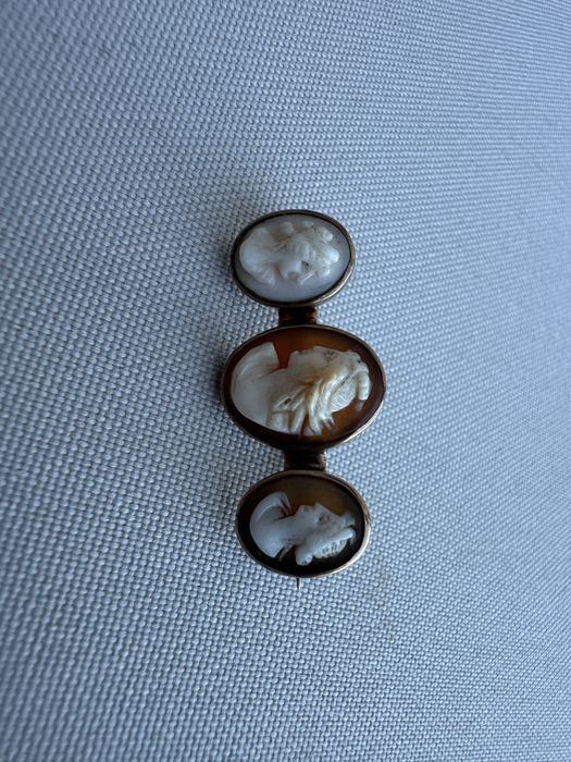 Brosa din argint si camee