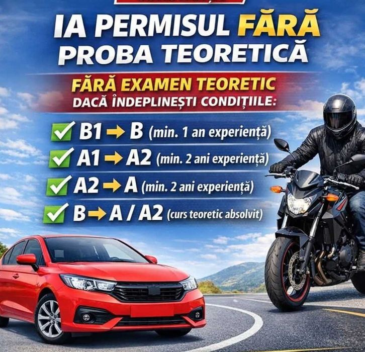 Școala Moto cat A, A2 și A1
