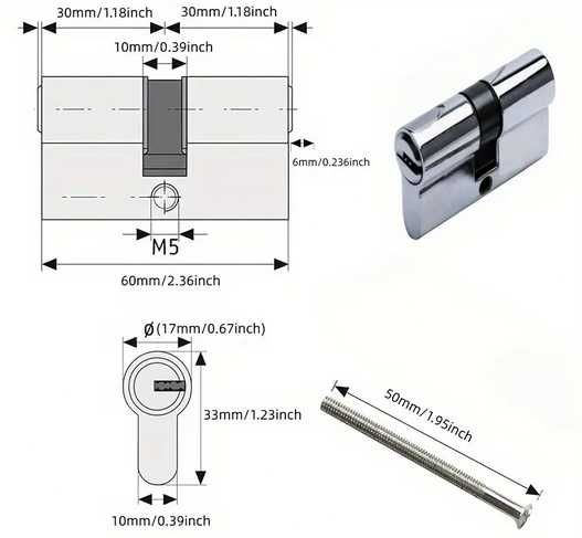 Високосигурен патрон 60мм ключалка 30/30