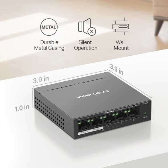 5 портовый гигабитный коммутатор с 4 порта PoE+ Mercusys MS105GP
