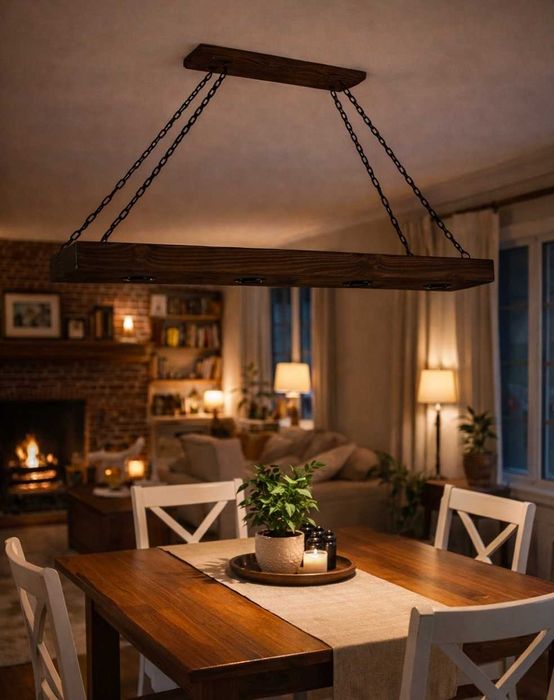 Висяща дървена лампа за тава на лунички