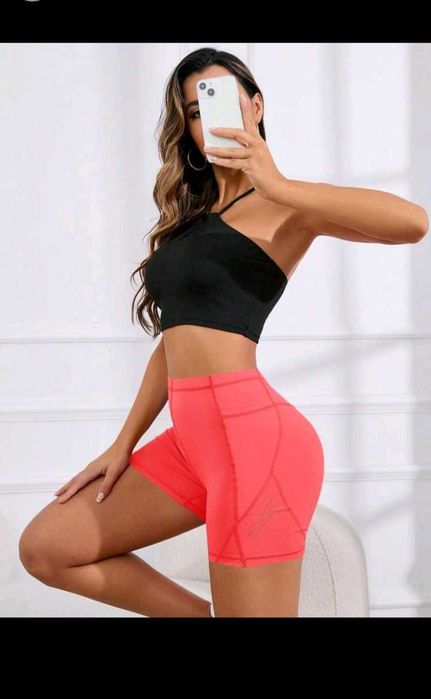 Șort/Colanti scurti roz cu buzunare, Yoga/sport