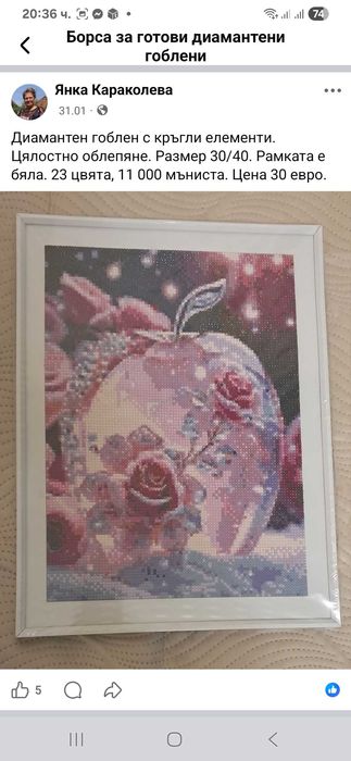 Диамантени гоблени - пълно облепяне. Размер 30/40. Рамкирани.