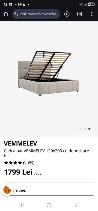 Cadru pat tapitat de o persoana 120x200 jisk NOU sigilat in cutie